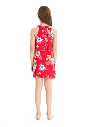 Image of Matchable Family Hawaiian Luau Men Women Girl Boy Clothes in Hibiscus Red