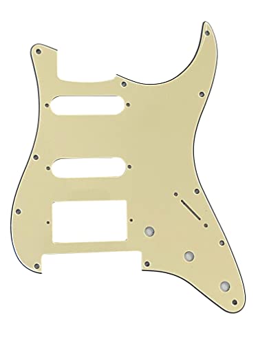 Guitar Parts For Stratocaster Floyd Rose Tremolo HSS Humbucker Style Guitar Pickguard (3 Ply Vintage Yellow)