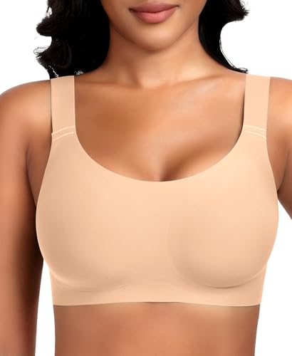 Image of Wireless Jelly Seamless Bras for Women No Underwire Tshirt Full Coverage Padded Bra Comfortable Everyday Bralettes