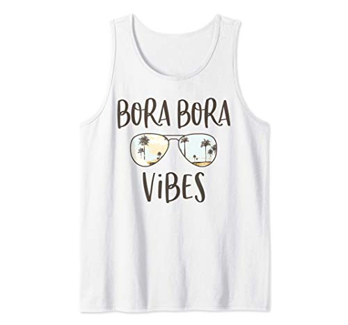 Bora Bora Tropical Island Vibes Palm Tree Sunset Sunglasses Canotta