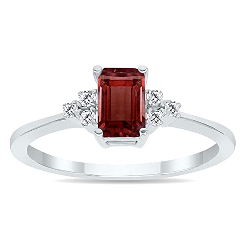 SZUL Garnet and Diamond Regal Ring in 10K White Gold