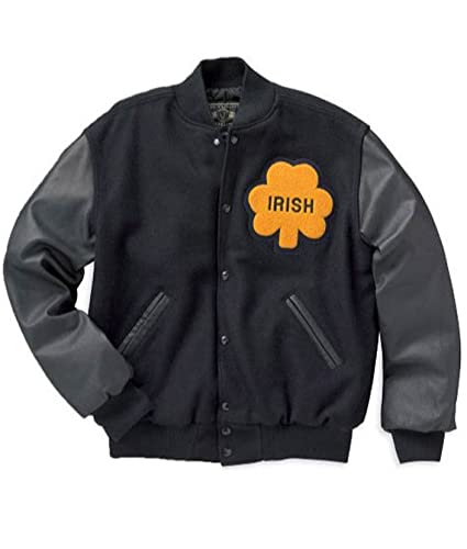 Notre Dame Irish Wool Leather Sleeves Varsity Jacket