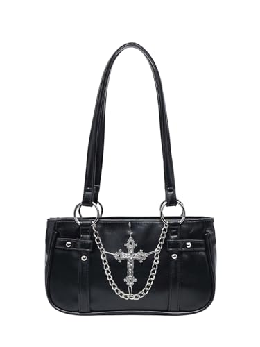 Milumia Women's Gothic Pu Leather Clutch Shoulder Bags Y2K Punk Vintage Handbag