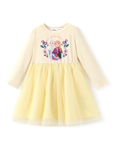 Image of Disney Princess Frozen Elsa Minnie Stitch Toddler Girl Tulle Tutu Dress Ruffle Sleeve Mesh Summer Birthday Party Clothes 2-9Y