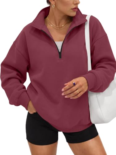 Image of Trendy Queen Women's Oversized Sweatshirts Half Quarter Zip Fleece Sweaters