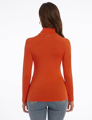 Image of Women's Turtleneck Long Sleeve Shirts Slim Fitted Lightweight Base Layer Casual Tops