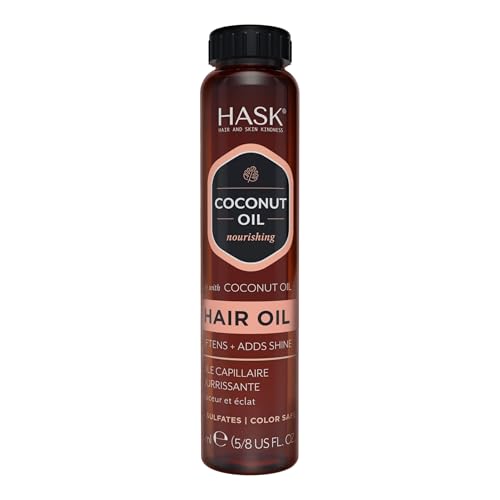 HASK Coconut Nourishing Shine Oil Vial for all hair types, colour safe, gluten-free, sulfate-free, paraben-free - 1 18mL Vial
