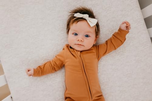 Image of Copper Pearl Zip-Up Footie Baby Pajamas - Soft Newborn Onesies for Boys & Girls, Tag-Free with Two-Way Zipper Baby Sleepers for Newborn - 24 Months, Pecan