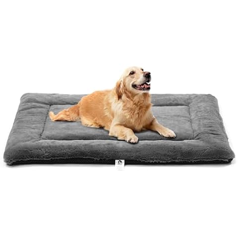 MeoicMegic Dog Beds Crate Pad for Large Dogs, Cat Bed Washable Dog Crate Pad Dog Bed Mat Washable Dog Beds Anti-Slip & Anti-Scratch Pet Sleeping Mat(Gray, L) Cover