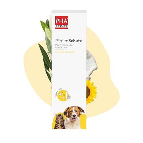 PHA PfotenSchutz für Hund & Katze, pflegt & schützt Pfoten & Ballen vor Kälte, Schnee & Streusalz, mit Sheabutter & Panthenol, Pfotensalbe zur Pfotenpflege für Hunde und Katzen, 125 ml