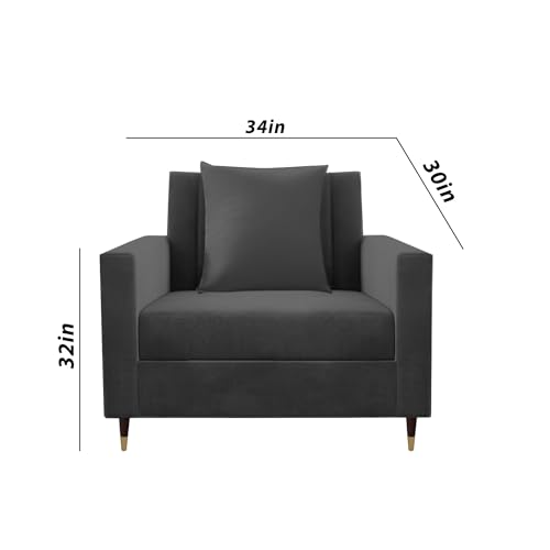 Image of Casaliving Garcia 1 Seater Sofa Set for Living Room (Black Colour) Premium Fabric Sofa