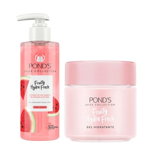 Desmaquillantes, Drugstore Pond's Cuidado Facial Fruity Hydra Fresh Sandía, Gel Hidratante, 110 g + Cuidado Facial Fruity Hydra Fresh Sandía Limpiador Facial 200 ml