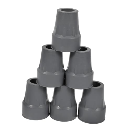 NULYLU 6pcs Anti-Slip Crutch Foot Pads for Armpit Crutches Walking Stick Accessories Tips Rubber Tips Gray