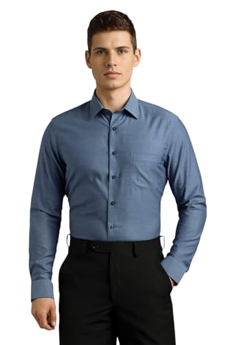Image of Louis Philippe Men's Slim Fit Easy to Iron Everyday wear Premium Cotton Full Sleeve Solid Formal Shirt