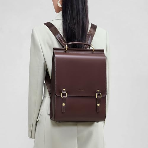 Image of Cnoles Leather Backpack Purse For Women Fashion Ladies Vintage Bag Casual School College Travel Backpacks Bookbag