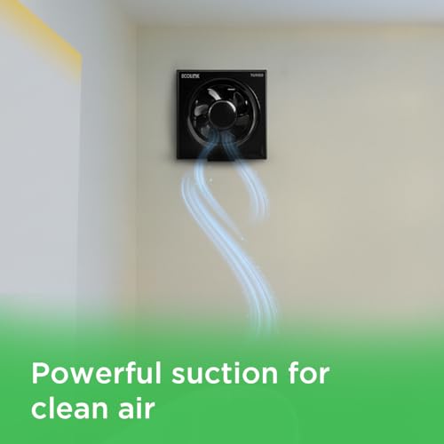 Image of EcoLink TURBO 150mm Exhaust Fan | High-Speed, Powerful Air Suction | Silent Operation | Energy Efficient | Durable Plastic Body | Suitable for Kitchen, Bathroom & Office | Black | Pack of 1
