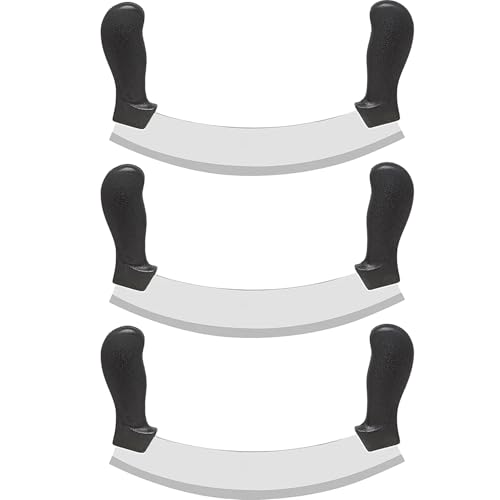 Image of UPDESH Pizza Cutter - Pizza Slicer - Mezzaluna /Mincing Knife - Double Handle Ideal for Mincing, Dicing, Chopping & Slicing (3)