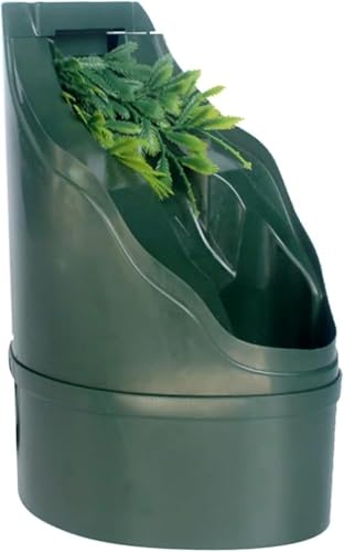 Xiraivke 爬虫類給水器自動給水器植物滝スタイルダークグリーン電気給水器滝タイプ水流循環給水二重濾過調整可能な水の量トカゲ水飲み会場