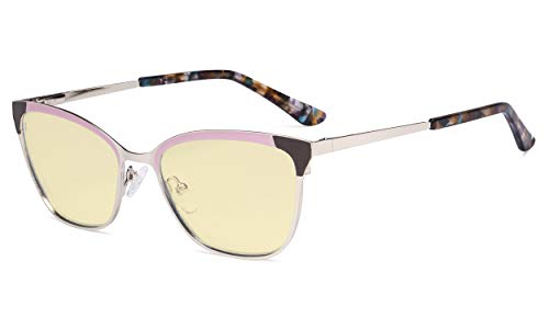Eyekepper Ladies Butterfly Design Blue Light Blocking Glasses - Anti Glare UV Rays Computer Screen Eyegalsses Women - Cut Digital Glare Yellow Filter Lens Reduce Eye Strain - Brown