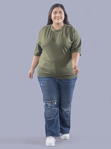 Image of CUPID Women Plus Size Cotton Round Neck Half Sleeve Casual T-Shirt, Sleep, Night, Yoga, Daily Gym n Lounge Wear a Short Tee n Top for Ladies