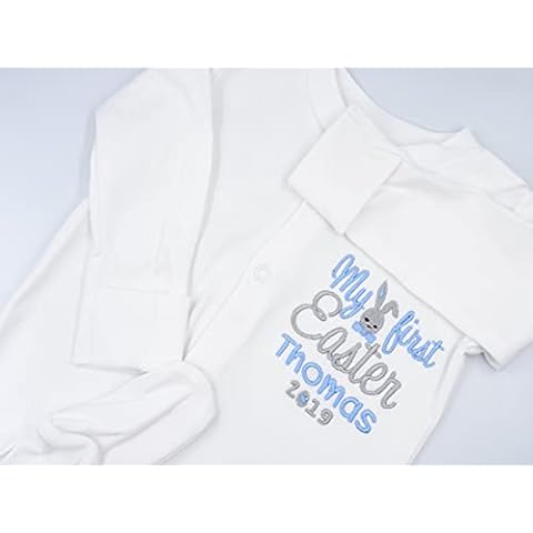 Personalised Embroidered Baby Sleepsuit for Easter Cover