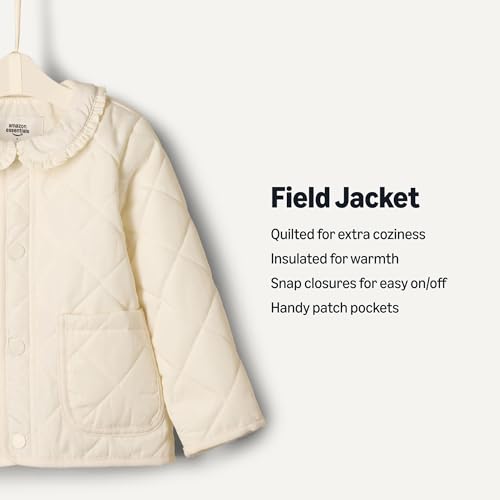 Image of Amazon Essentials x Sofia Grainge Toddler and Baby Girls' Midweight Quilted Field Jacket with Ruffle