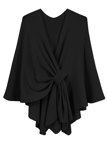 Beautiful Nomad Women's Elegant Poncho Sweater Wrap Cross Front Soft Warm Shawl Wraps for Fall Winter