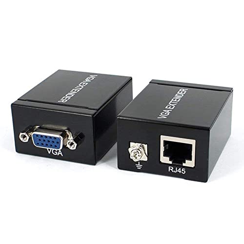 Image of VGA Extender to LAN Ethernet Adapter Amplifier VGa Extendr Over RJ45 LAN Cable Up to 60 Meter (60M VGA Extender)