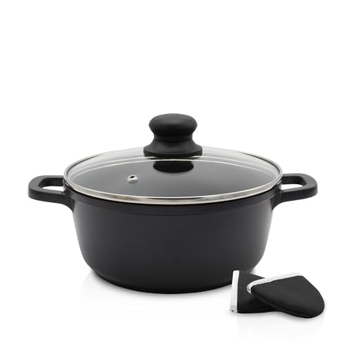 Karl Krüger 22016TH Aluguss-Fleischtopf Leipzig mit Thermogrips, 16 cm, Schwarz