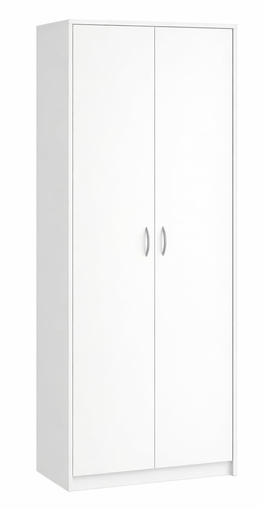 Armario Multiusos con 2 Puertas y 8 Compartimentos, 180 x 74 x 35 cm, Blanco
