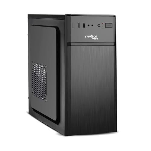 Image of FRONTECH RIFT Silver Computer Cabinet |Home & Office Use | Silver Range | Enhanced Airflow Design | Dual Front USB & Audio Ports | Rear-Mounted SMPS | ATX /Micro-ATX Motherboard Support (FT-4372)