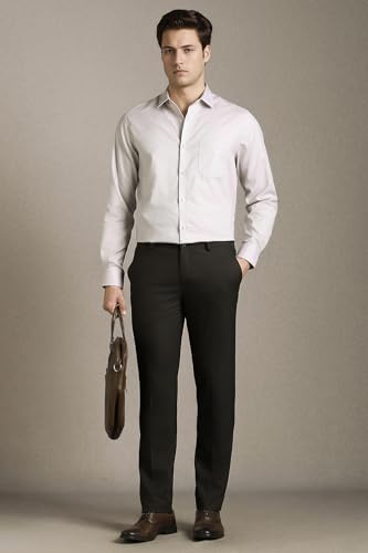 Image of Louis Philippe Men's Slim Fit Everyday Smart Wear Comfort Stretch Work Ready Solid Formal Trouser