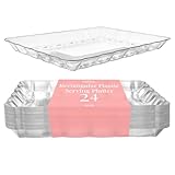 Prestee 24 Plastic Serving Trays 9x13 Inches Rectangular Disposable Serving Trays and Platters for Parties, Clear Plastic Tray for Food, Trays for Serving Food, Party Platters and Trays, 24pk
