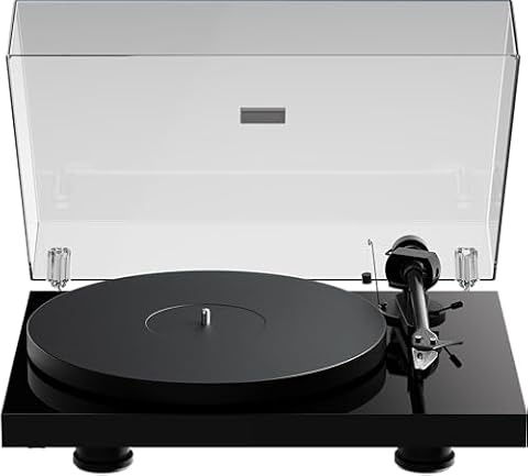 Pro-Ject Debut Evo 2 Nowa generacja gramofonu audio z karbonowym ramieniem odtwarzania i elektronicznym przełącznikiem prędkości, wyprodukowano w Europie (błyszczący czarny)