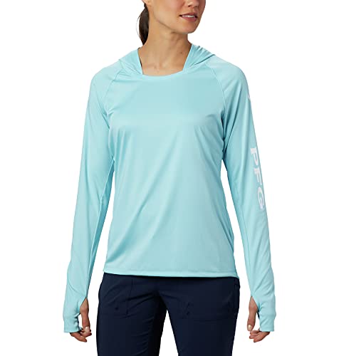 Columbia Women s Standard Tidal Tee Hoodie, Clear Blue White Logo, Large