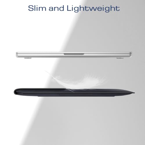 Image of Fintie Sleeve Case for MacBook Neo 13 Inch, MacBook Air 13.6 /13.3 Inch, MacBook Pro 13 Inch, Other Up to 13 inch Laptop Tablet - Slim Bag Cover with Stand, Synthetic Leather, Magnetic Closure, Navy