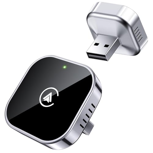 Teeran 2-in-1 Wireless CarPlay & Android Auto Adapter,Convert Wired to Wireless CarPlay Adapter,No Delay and Stable Control Mini Size with Extension Cable USB-C&Type-C,Supports 1000+ Car's Model Use