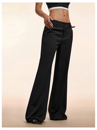 GORGLITTER Women's Low Rise Trousers Dress Pants Dressy Low Waisted Wide Leg Straight Business Casual Work Slacks Pants3