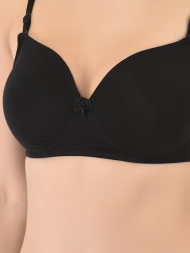Image of Softline Women's Cotton-Rich Wire-Free Padded Bra | Full Coverage, Seamless & Breathable for Everyday Comfort | Soft Fabric with Supportive Fit for All-Day Wear