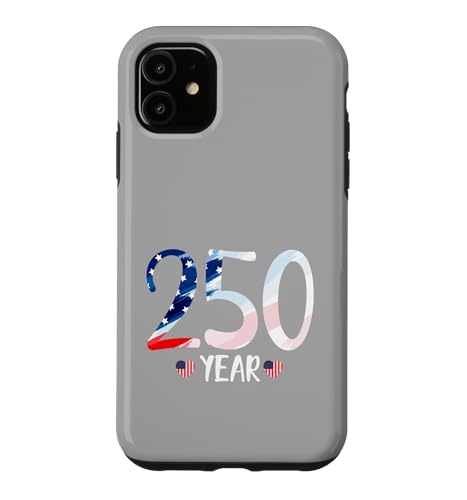 250 Year US Flag July 4th Anniversary Heart Vintage Inspired �X�}�z�P�[�X iPhone 11 �p