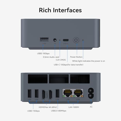 Image of Beelink Mini PC, EQi12 Mini Computers Intel i5-1235U(Up to 4.4GHz) 10C /12T, Micro PC 32GB DDR4 RAM 500GB M.2 NVMe SSD, Desktop Computer 4K@60Hz /HDMI&DP /WiFi6 /BT5.2 /Gigabit Ethernet /HTPC /W-11 Pro
