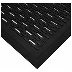Wearwell UpFront Scraper Mat - Slotted Black. Natural Rubber. Pliable Ridges. Shoe Cleaning Mat for Debris, Snow and Rain. 3' W x 5' L x 5/16" Thickness. For Outdoor Entrances (224.516x3x5GRSLTBK)