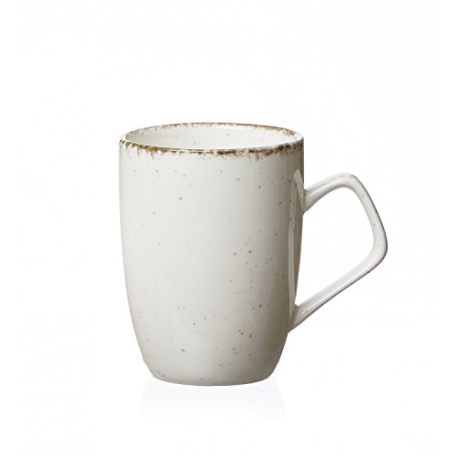 Ritzenhoff & Breker Kaffeebecher Casa, 380 ml, Henkelbecher im Vintage-Look, Mix & Match-Geschirr, Spülmaschinenfest & Mikrowellengeeignet, Porzellan, Creme