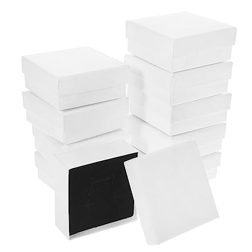 BCOATH ジュエリー ボックス 12個セット ホワイト ネックレス用ブレスレット 収納ケース 7x7x3cm 再利用可能なジュエリーパッケージ 小型装飾用 ジュエリー保管箱