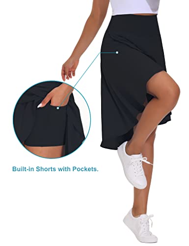 THE GYM PEOPLE Women's High Waist Wrap Ruffle Hem Asymmetric Skort High Low Flowy Midi Skirt with Shorts4