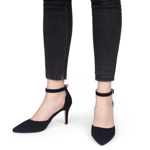 Image of JOY IN LOVE Closed Toe Heels Pumps for Women 3IN Stiletto Pointed Toe Ankle Strap Heels