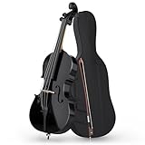 EPOFIT Full Size Cello Kit, Acoustic Cello Instrument for Adults,Students,Beginners,Complete Cello 4/4 Set with Portable Bag, Bow, Rosin (Black)