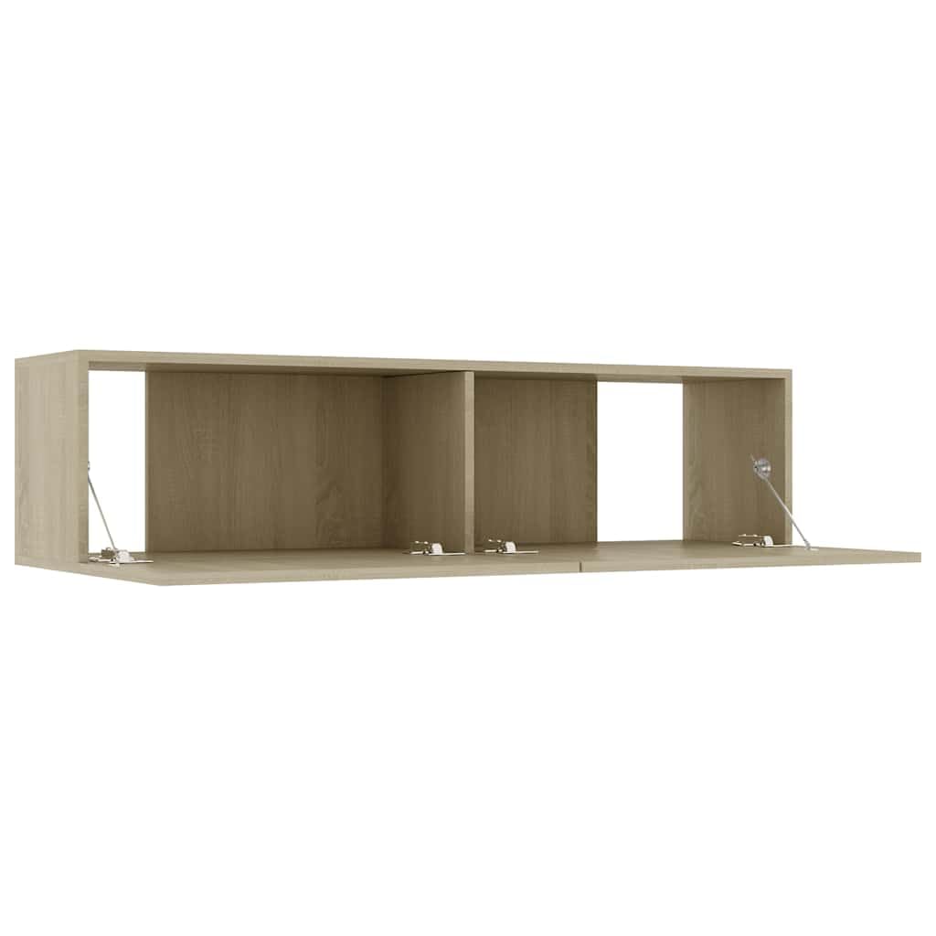 Mobile TV in rovere Sonoma, 120 x 30 x 30 cm, con due ante a battente, montaggio a parete, spazio per soggiorno, tavolino TV, mobile basso, credenza, scaffale, comò