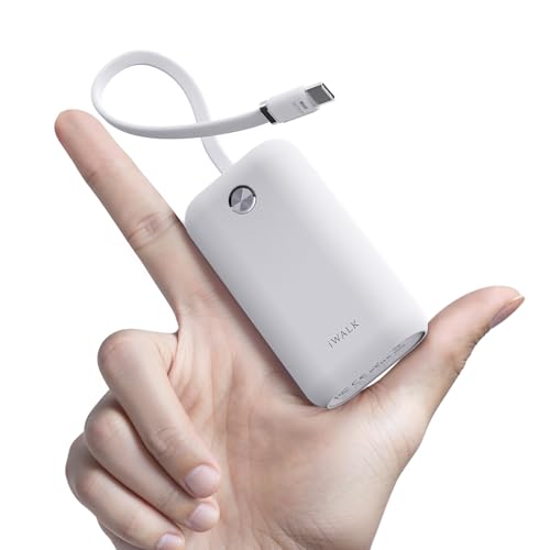 Image of iWALK Portable Charger, 10000mAh 45W PD Power Bank, USB C in&Out Fast Charging Battery Pack with Phone Stand, Travel Essential Powerbank for iPhone 17 16 15 14 13 12 Samsung S25 MacBook etc,White