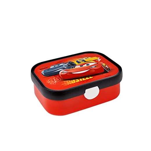 Mepal - Fiambrera Campus - Bento Box para Niños - Lonchera con Compartimento y Tenedor - Fiambrera con Cierre de Clip - Sin BPA y apta para Lavavajillas - 750 ml - Cars